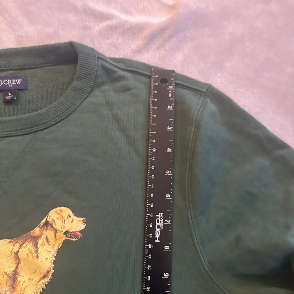 J Crew Golden Retriever Dog Crewneck Sweatshirt Pullover Green Men’s Large